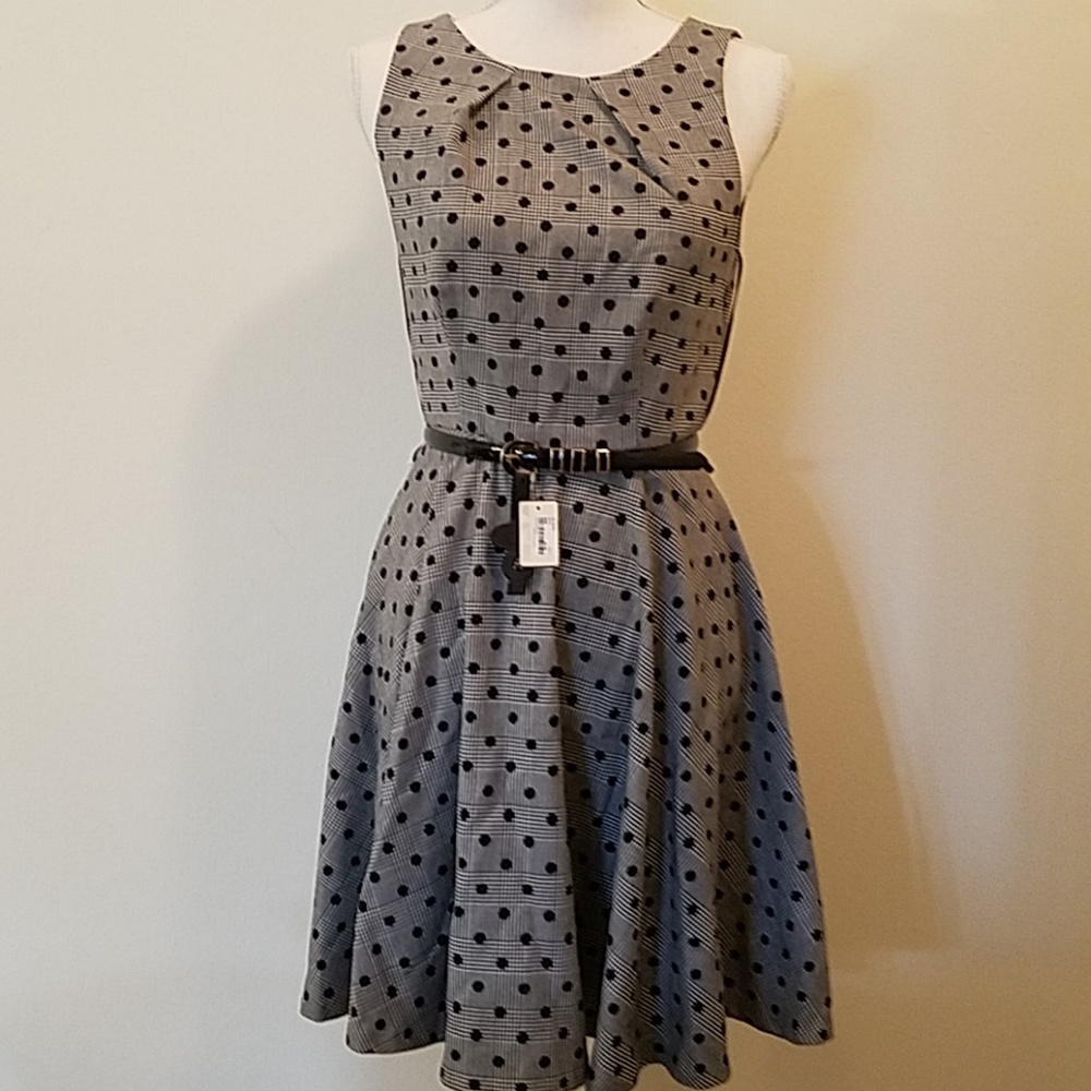 (3 For $20) Elle dress Poka-dot dress with forever 21 belt